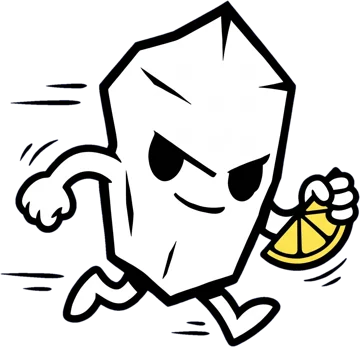 The salt crystal mascot, running