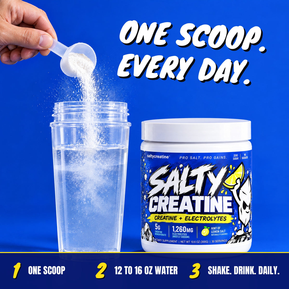 One scoop in 12 to 16 oz of water, shake and drink, every day.