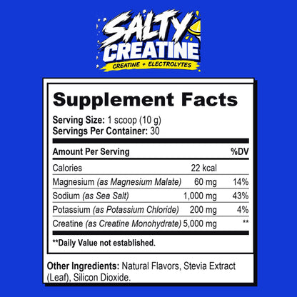 Salty Creatine Supplement Facts panel.