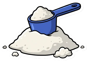Creatine powder in a scoop