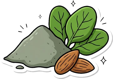 Magnesium minerals with spinach and almonds