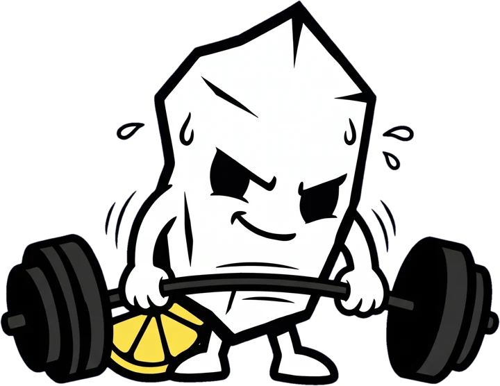 The salt crystal mascot, lifting